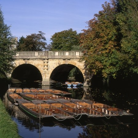 Punts moored on the river in Oxford on our walking tour down the Thames path