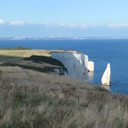 Stunning rock formations at The Needles on our luxury walk along the Jurassic coast