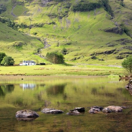 View over Loch Katrine from its shore, which features on the route of The Carter Company's 'Lochs and glens to Edinburgh 6 nights' cycling holiday