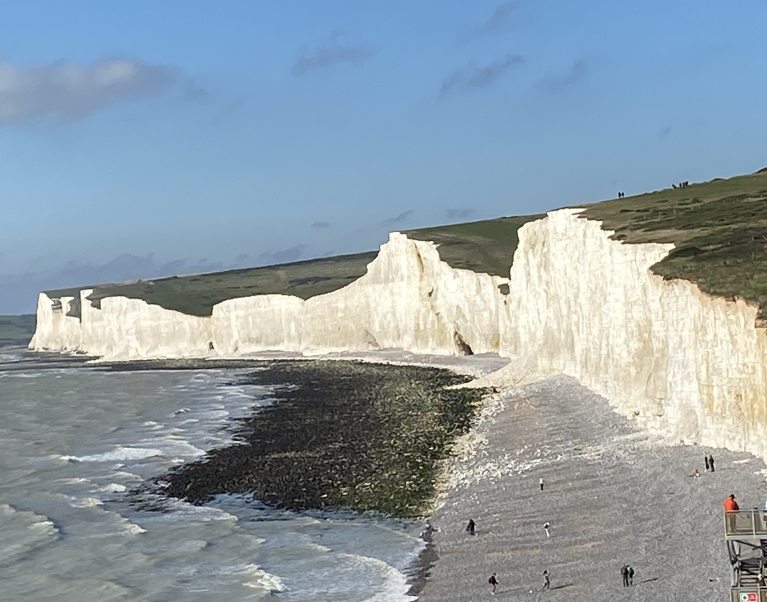 The Seven Sister chalk cliffs from above